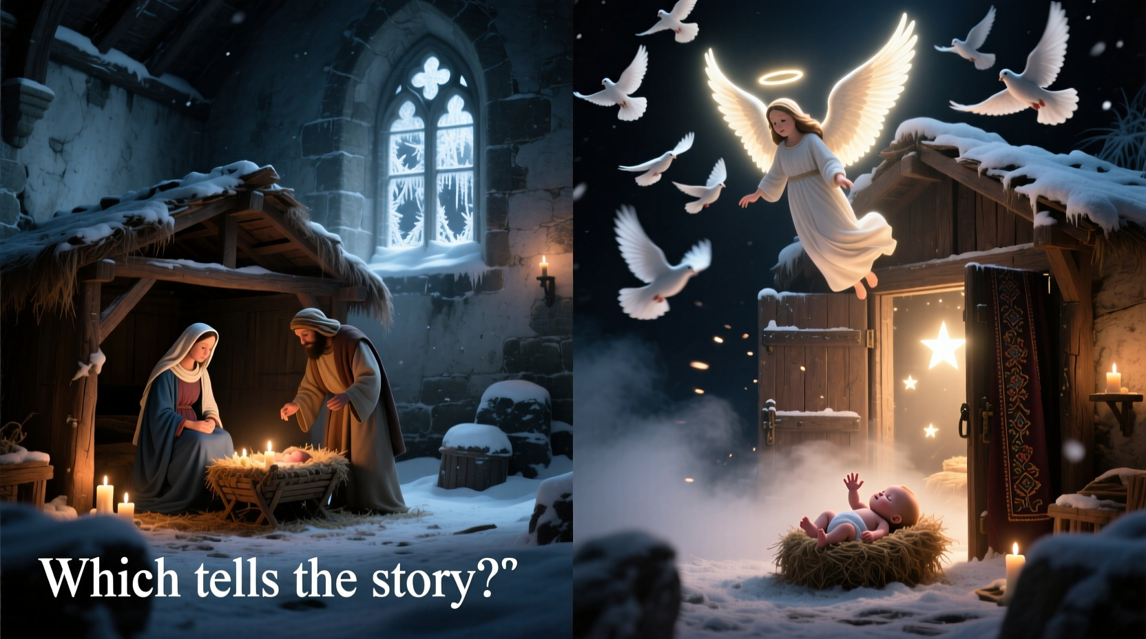 motion activated vs static nativity scene lighting which tells a better story