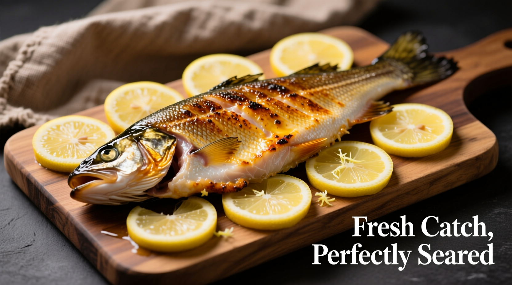 Perfectly seared walleye fillet with lemon slices