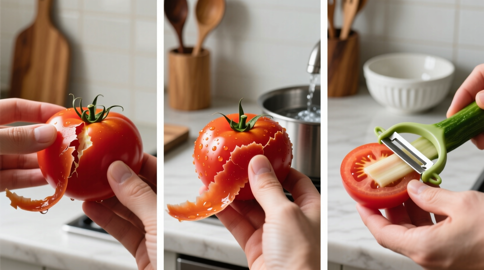 thee incredibly easy ways to peel a tomato