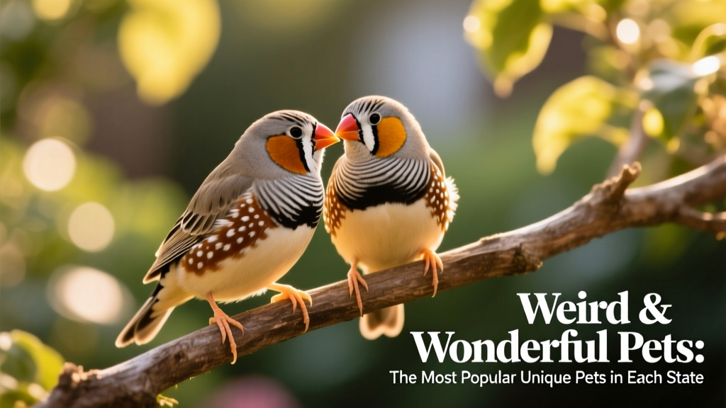 A pair of zebra finches perched together on a branch