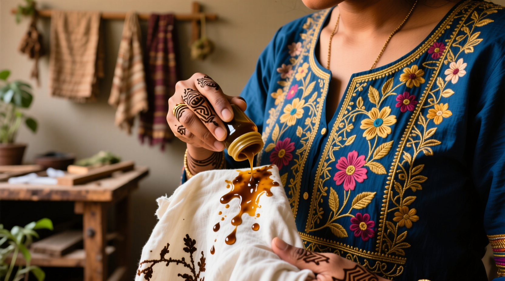 how to remove dried henna from cotton festival clothing
