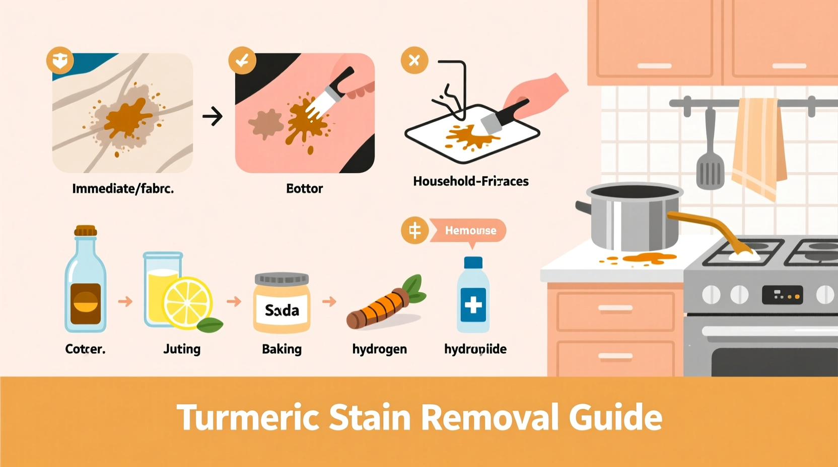 Kurkuma-Fleck vor und nach der Behandlung