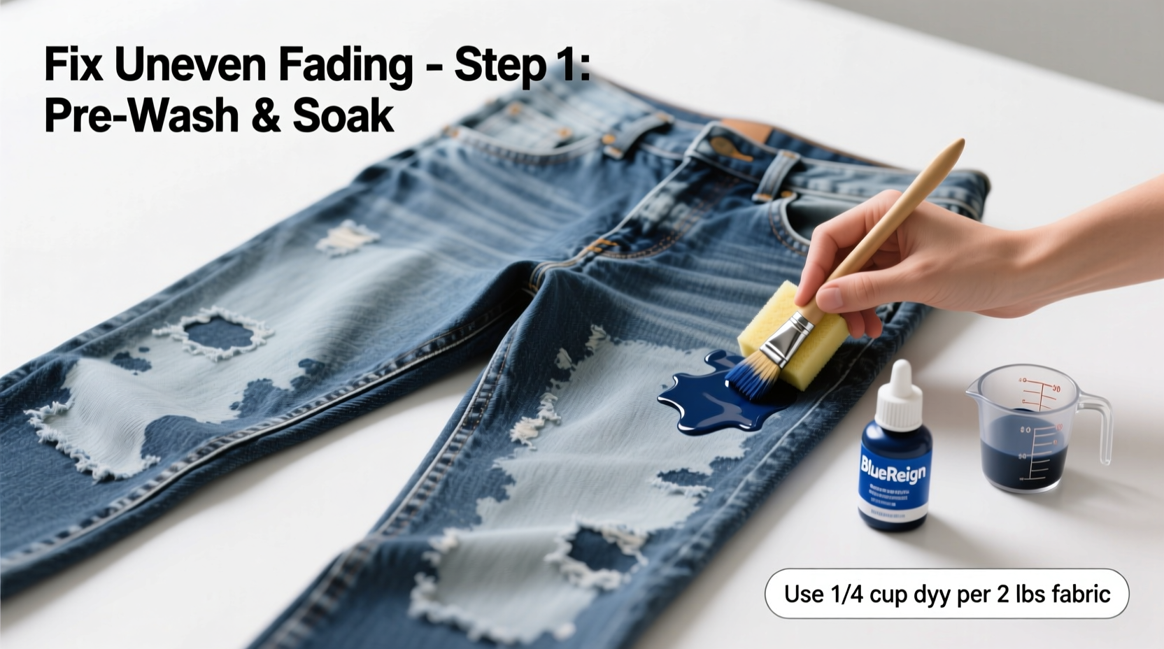 how to fix uneven fading on denim jeans