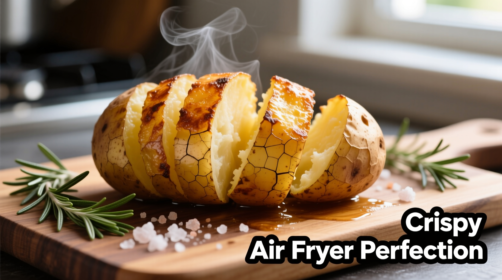 Perfectly cooked air fryer potato with crispy skin