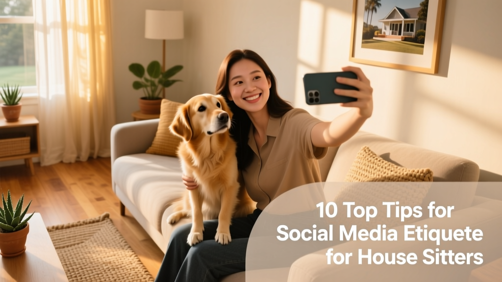 Person taking a selfie with a mixed-breed dog in a sunlit living room