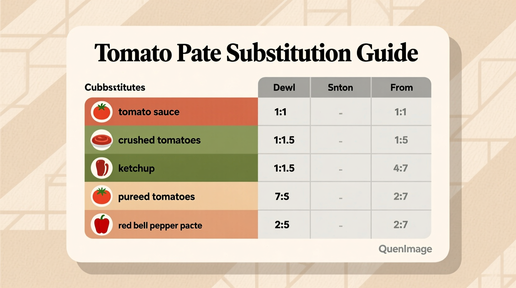 Tomato paste substitution comparison chart