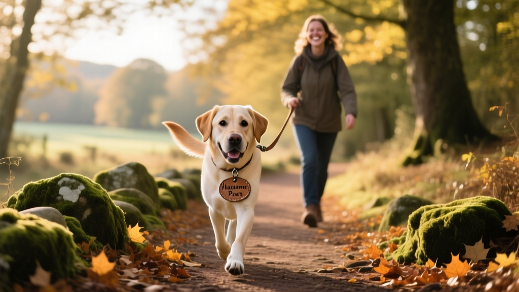 A dog-friendly walking trail winding through woodland near Haslemere.