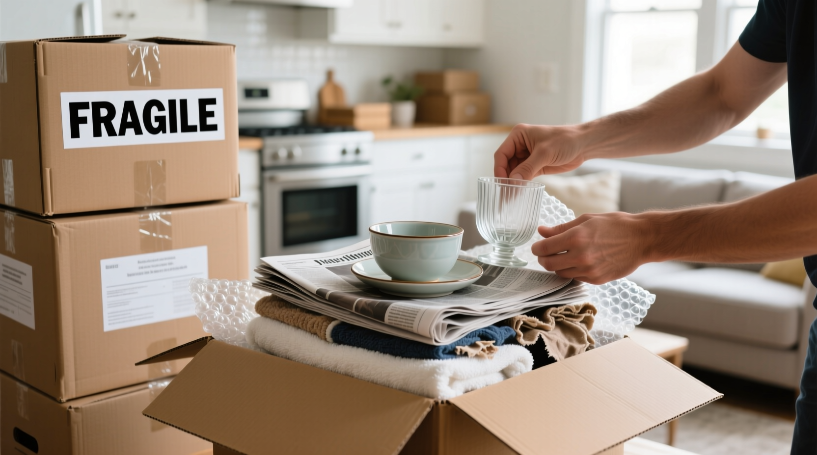 best way to pack fragile items for moving without bubble wrap alternatives