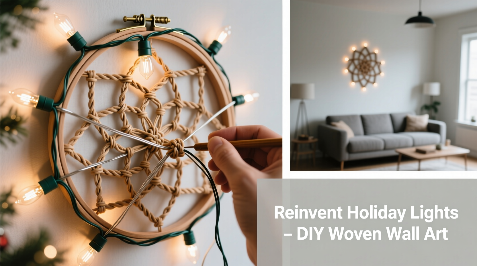 How To Repurpose Old Christmas Lights Into Woven Wall Art