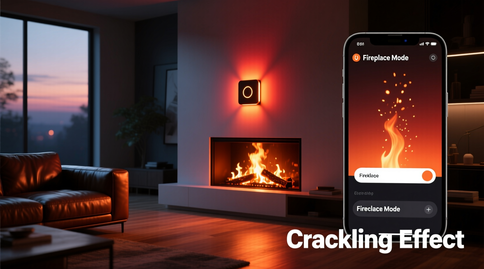 how to use app controlled lights to simulate a crackling fireplace effect