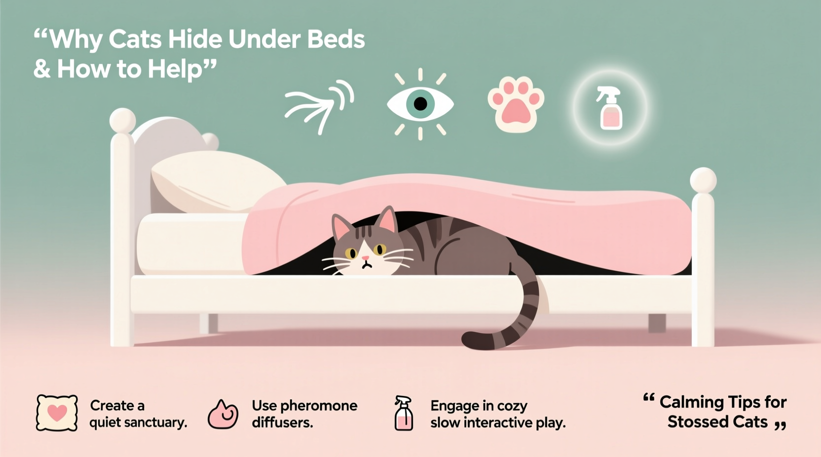why do cats hide under beds when stressed signs and calming tips