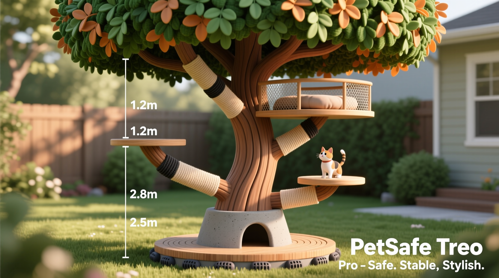 how to make a pet friendly tree with higher branches and stable base
