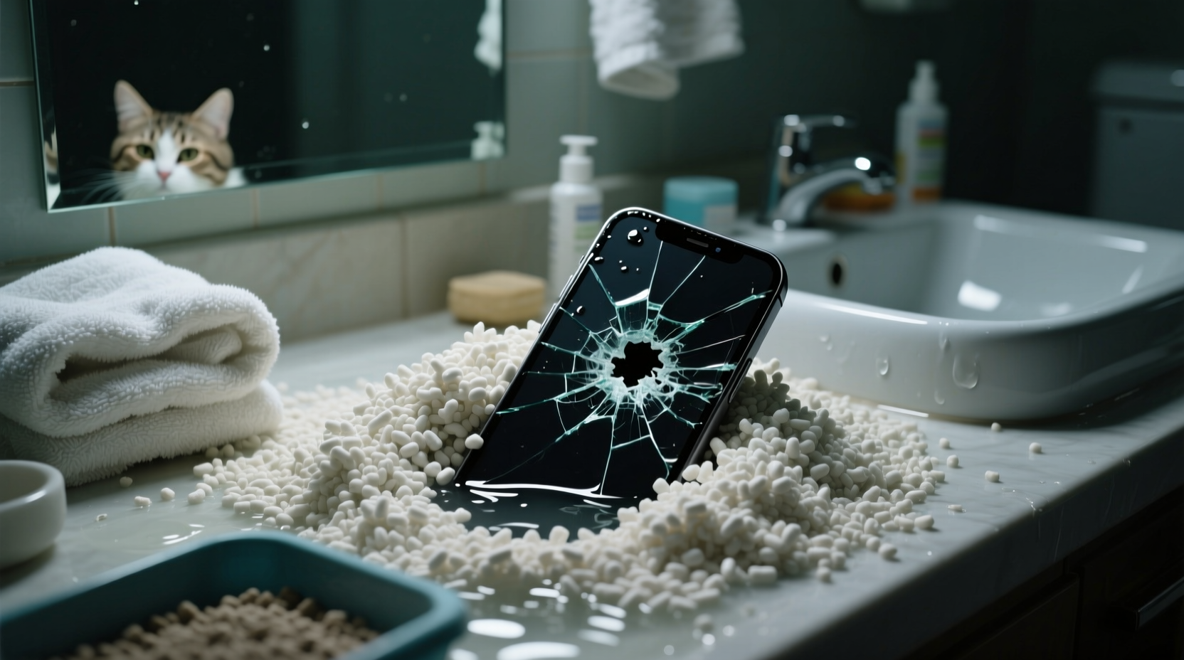 use cat litter to save your doused cellphone
