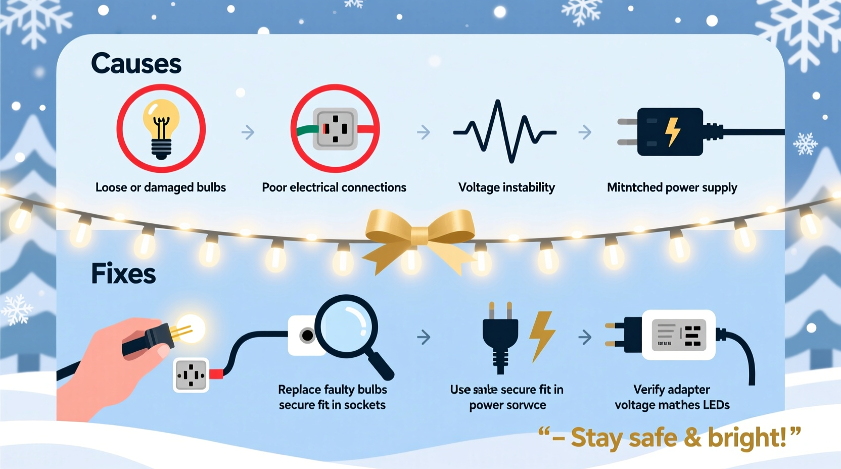 why does my led christmas light strand flicker causes and fixes