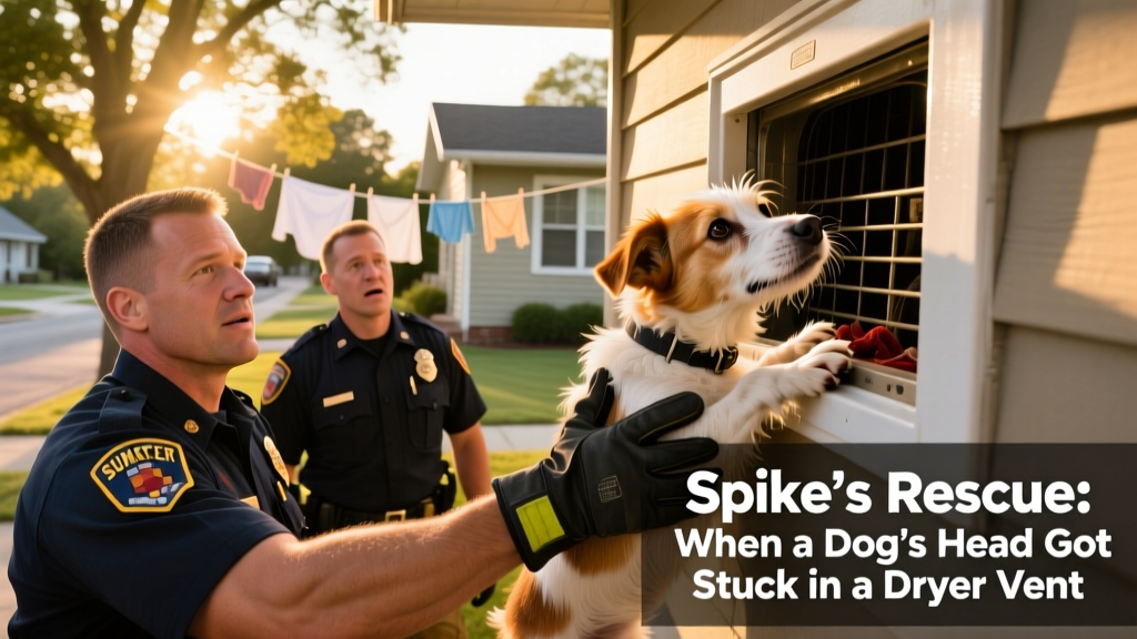 Sumter firefighters and officers gathered near a residential dryer vent during Spike's rescue