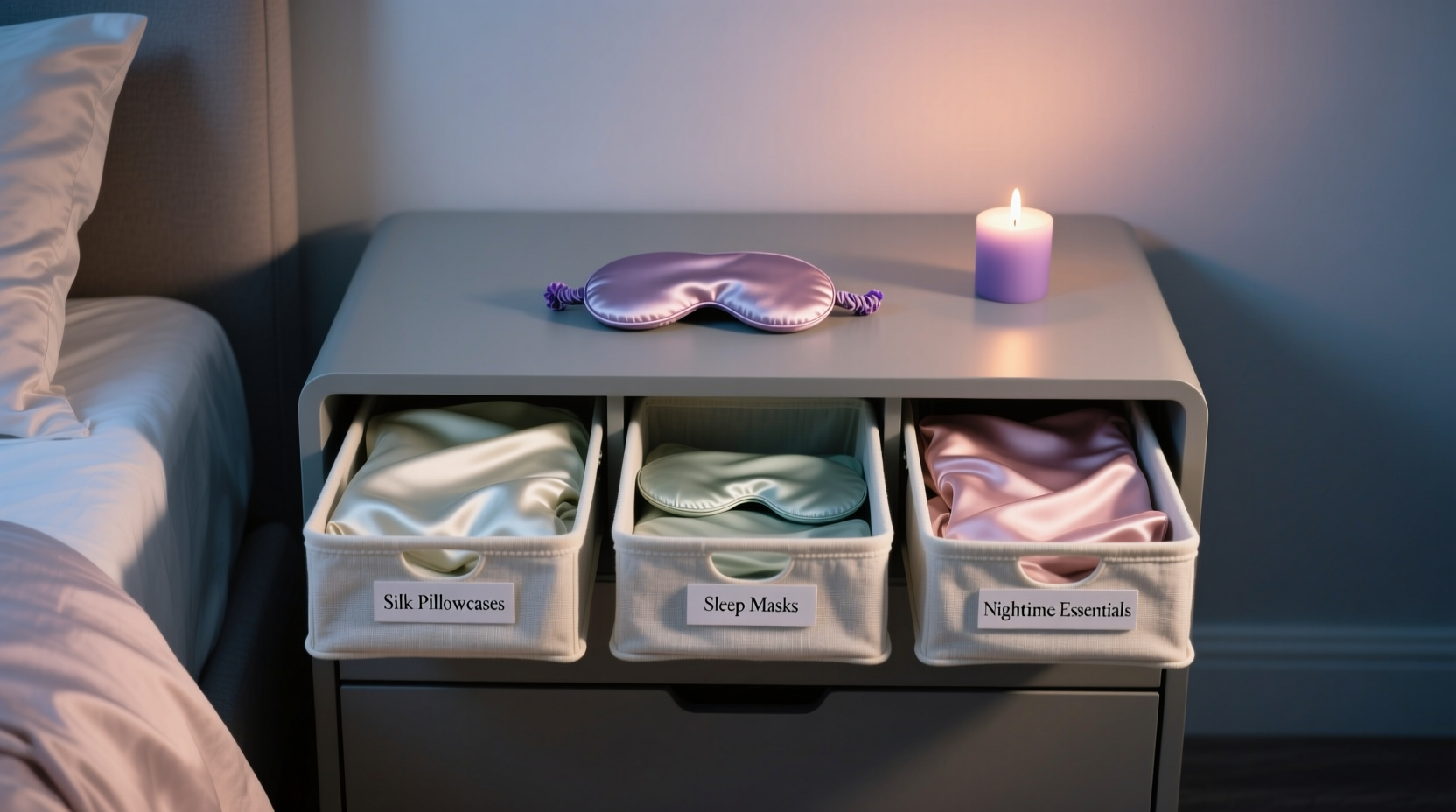 silk pillowcase storage nighttime routine integration