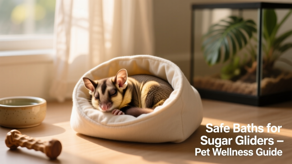 Sugar glider resting peacefully in a clean, cozy sleeping pouch