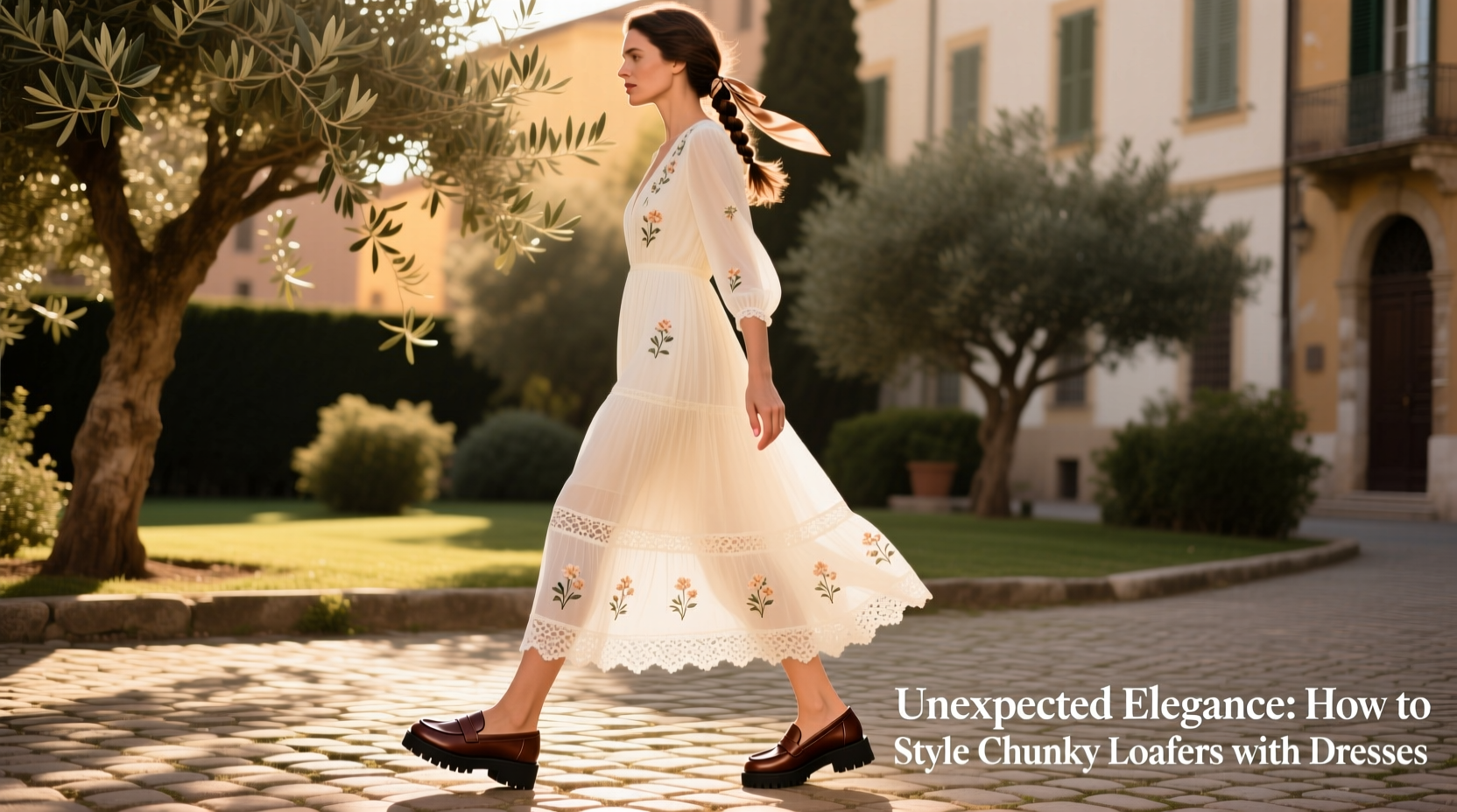 how to style chunky loafers with dresses for unexpected summer elegance