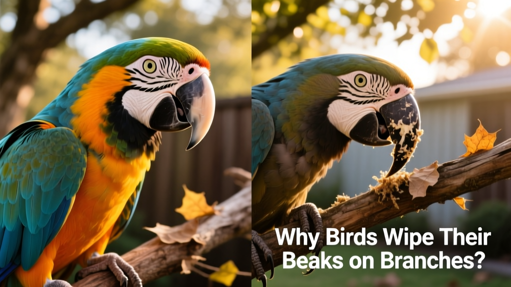 Side-by-side comparison showing a healthy, well-groomed beak versus an overgrown beak needing attention