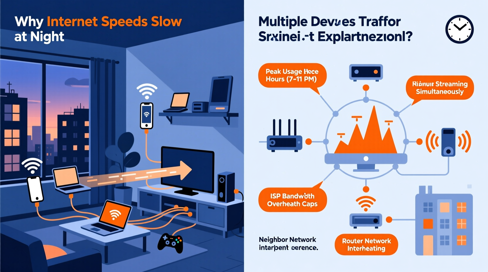 why is my internet so slow at night specific causes explained
