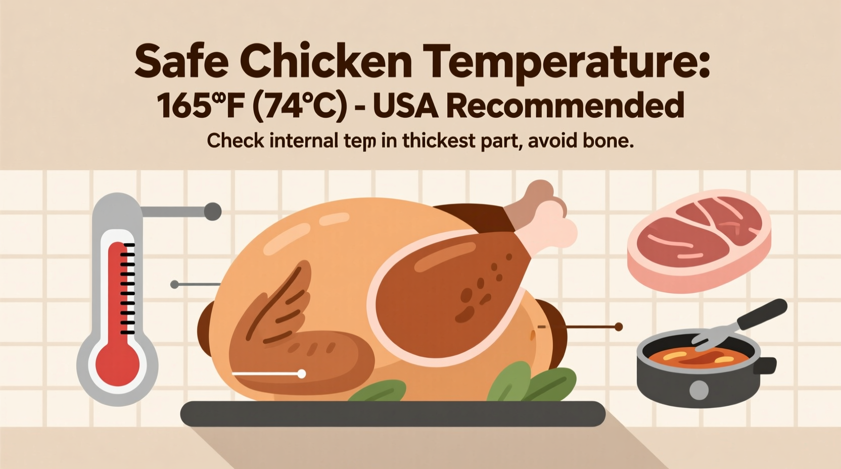 what should the temperature of chicken be when cooked