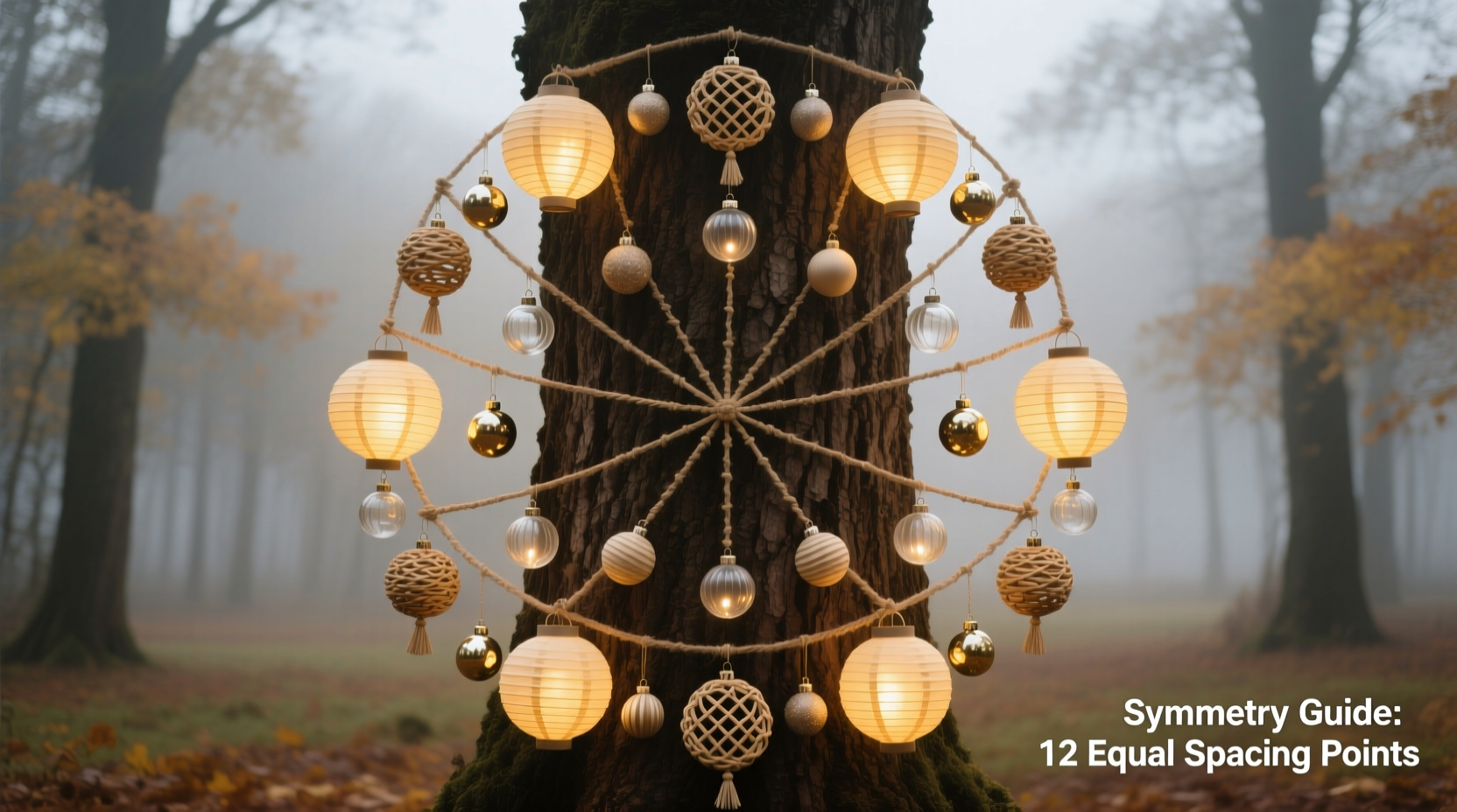 how to create symmetry when hanging ornaments on a round tree