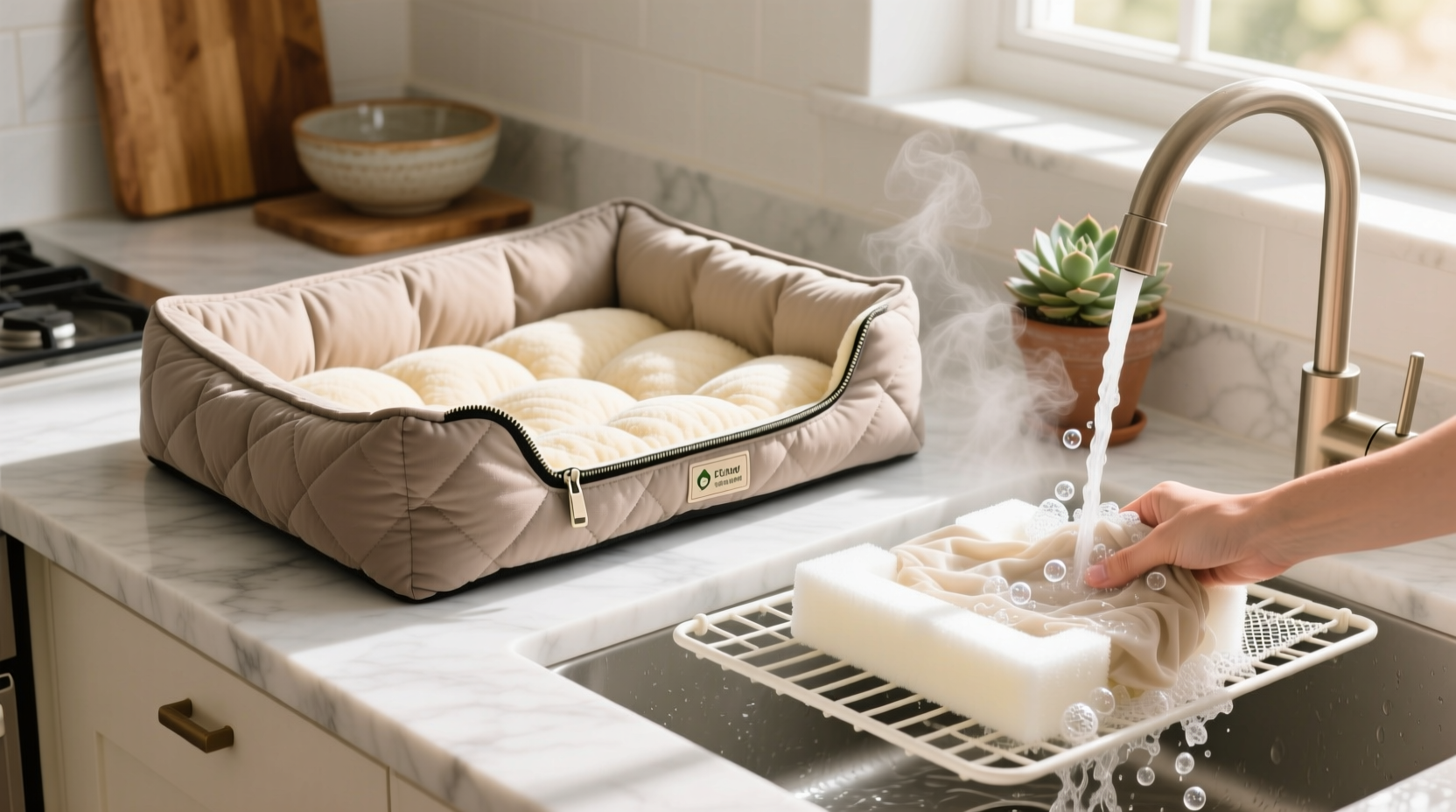 how to clean weighted pet beds safely