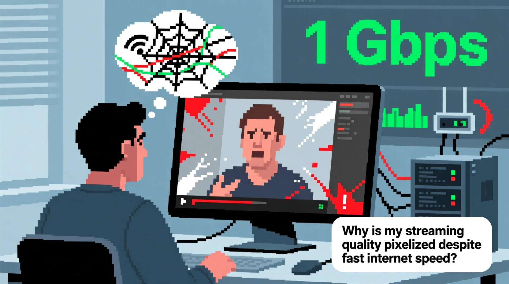 why is my streaming quality pixelated despite fast internet speed