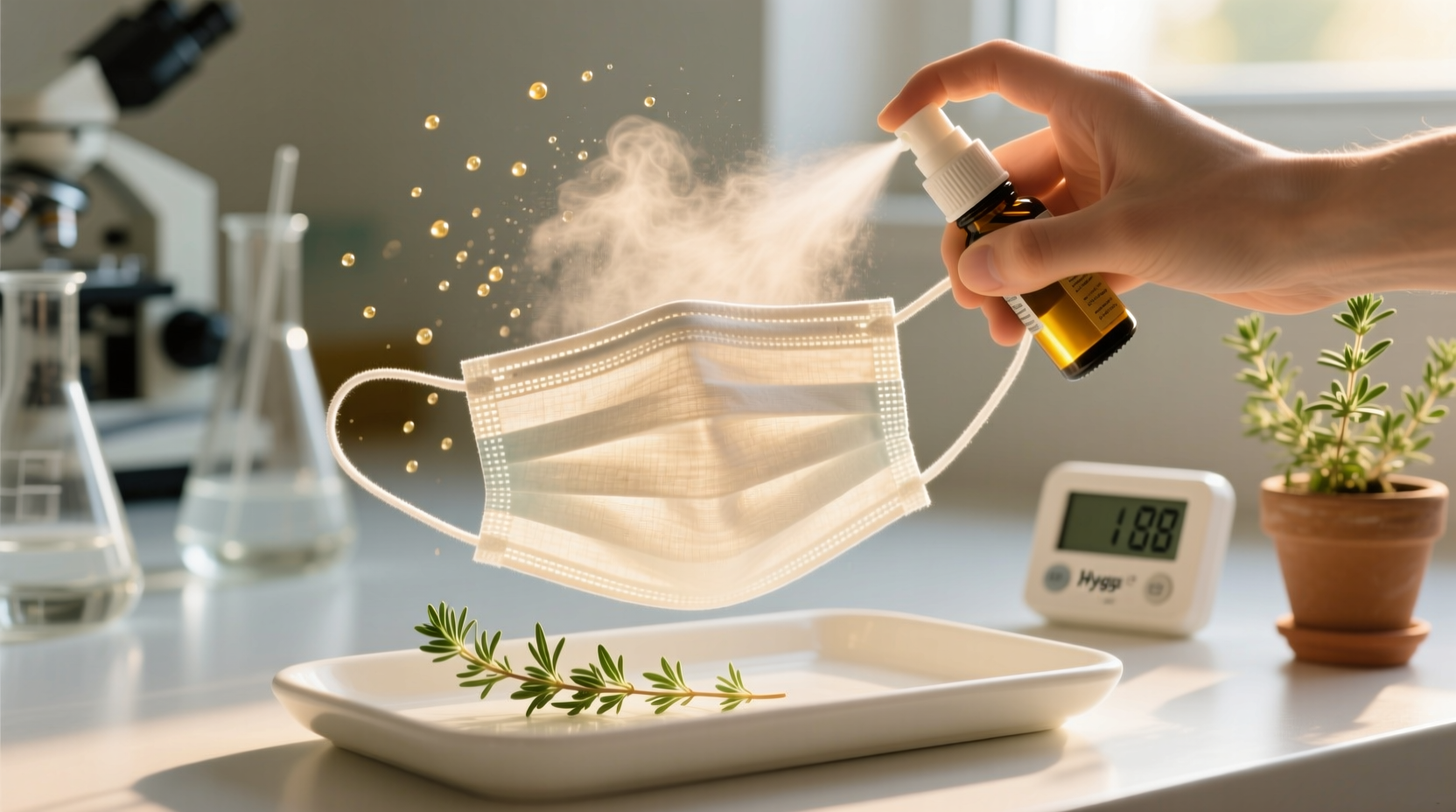 eco friendly cleaning thyme oil mask sanitization