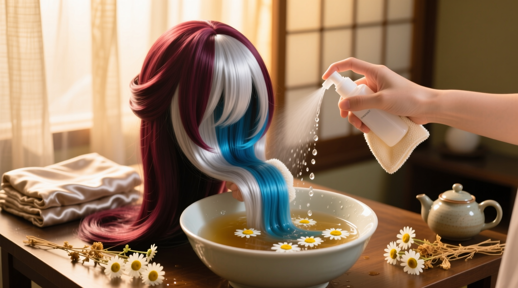 eco friendly wig sanitizing chamomile tea rinse