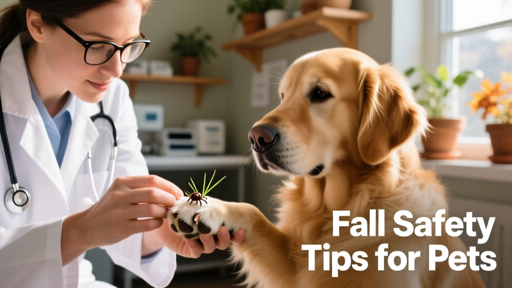 Close-up of a veterinarian gently examining a dog's paw while checking for ticks and embedded debris