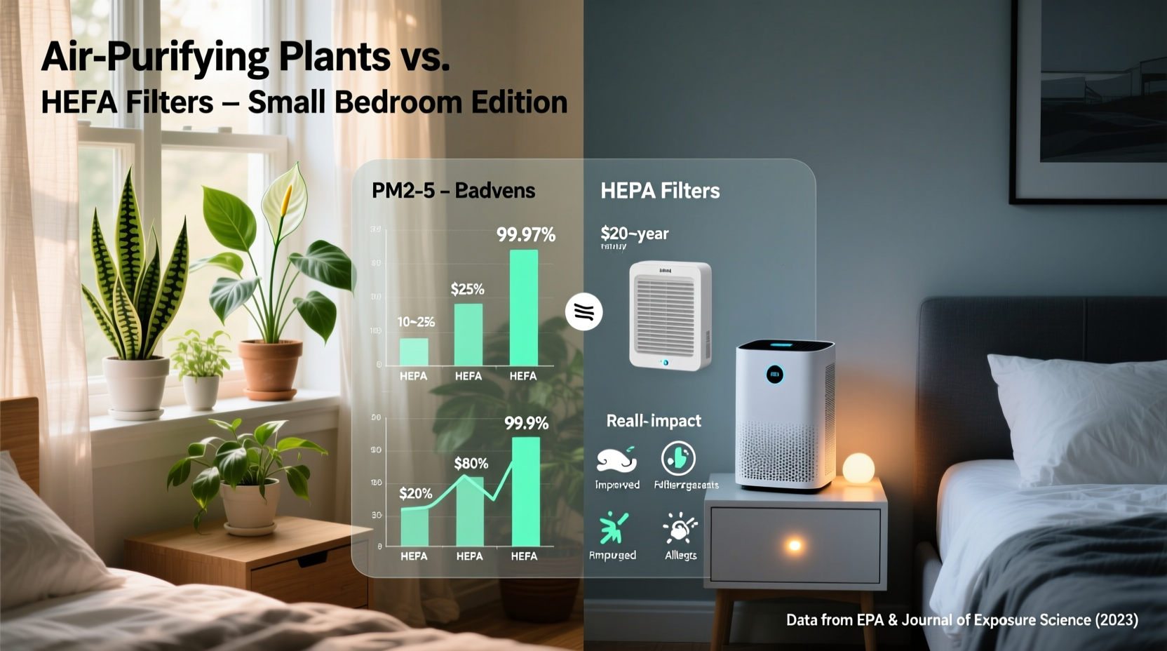 Plants vs HEPA Filters: Clean Air in Small Bedrooms