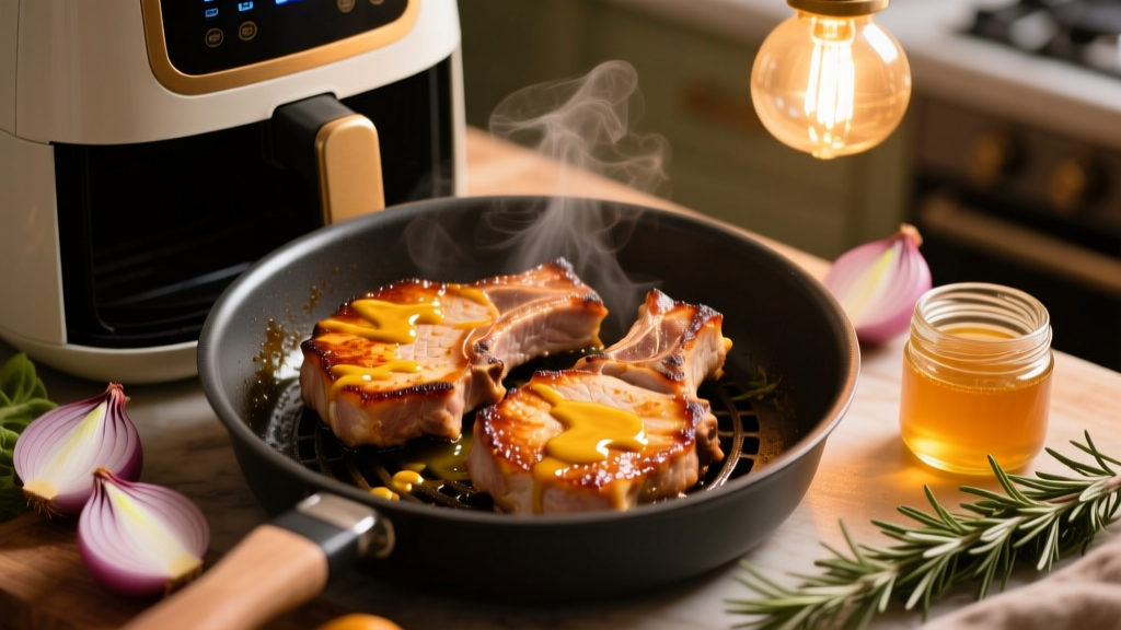Honey Mustard Pork Chops in Air Fryer (Crispy & Juicy!)