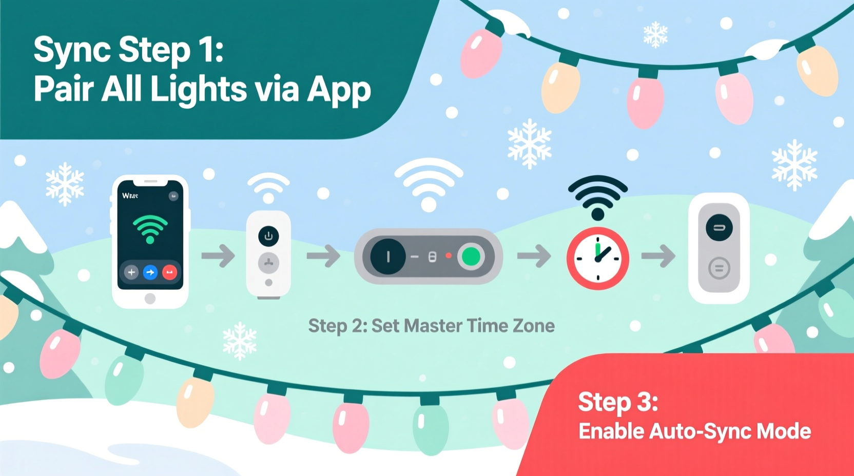 how to sync multiple sets of smart christmas lights perfectly