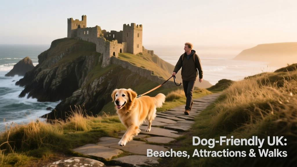 Tintagel Castle, a dog-friendly attraction in Cornwall with coastal cliffs and historic stonework