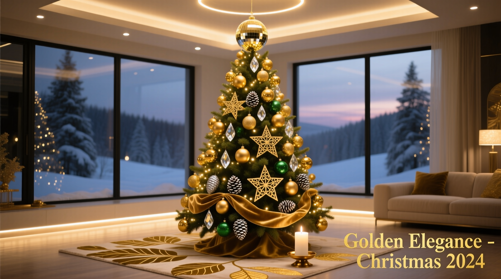 how to style a gold themed christmas tree with complementary lighting