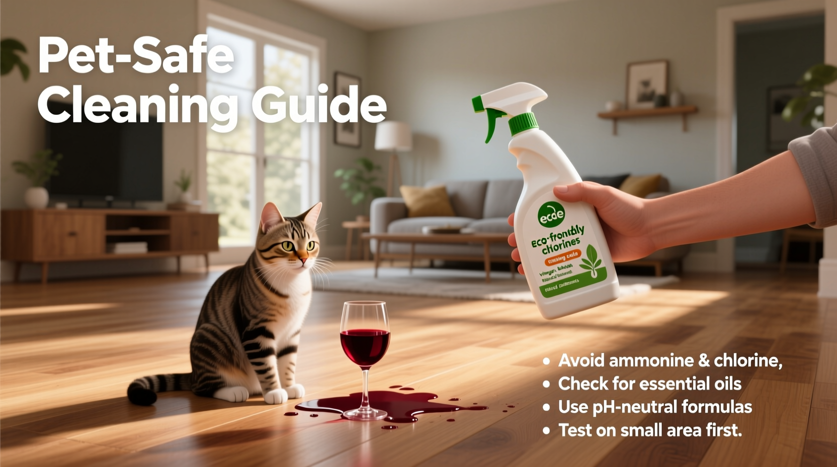 how to choose pet-safe cleaning products for homes with wine spills and cats