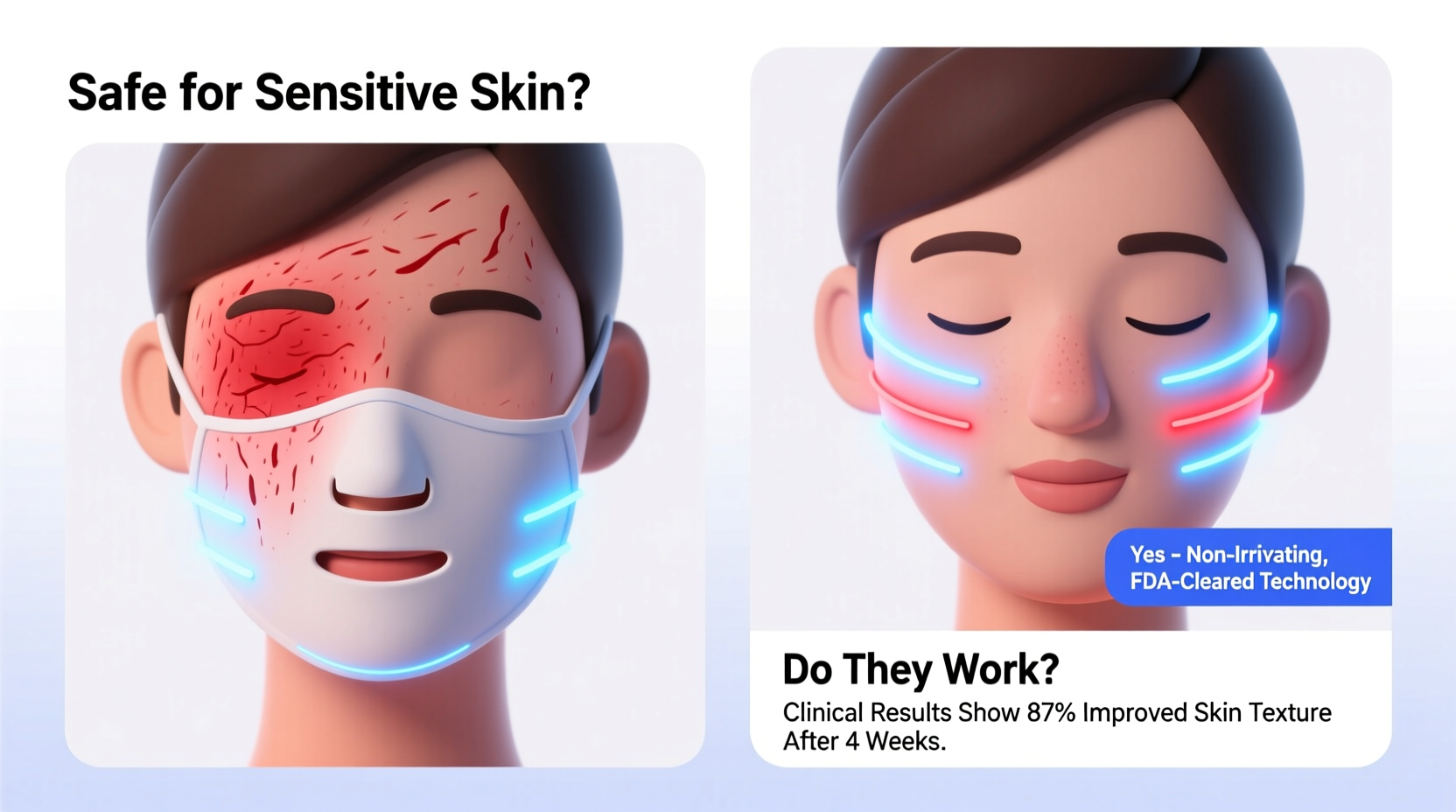 are led face masks safe for sensitive skin types and do they work