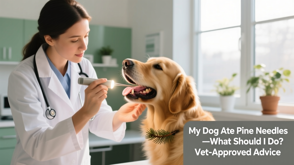 Veterinarian gently examining a dog’s mouth with a light and tongue depressor