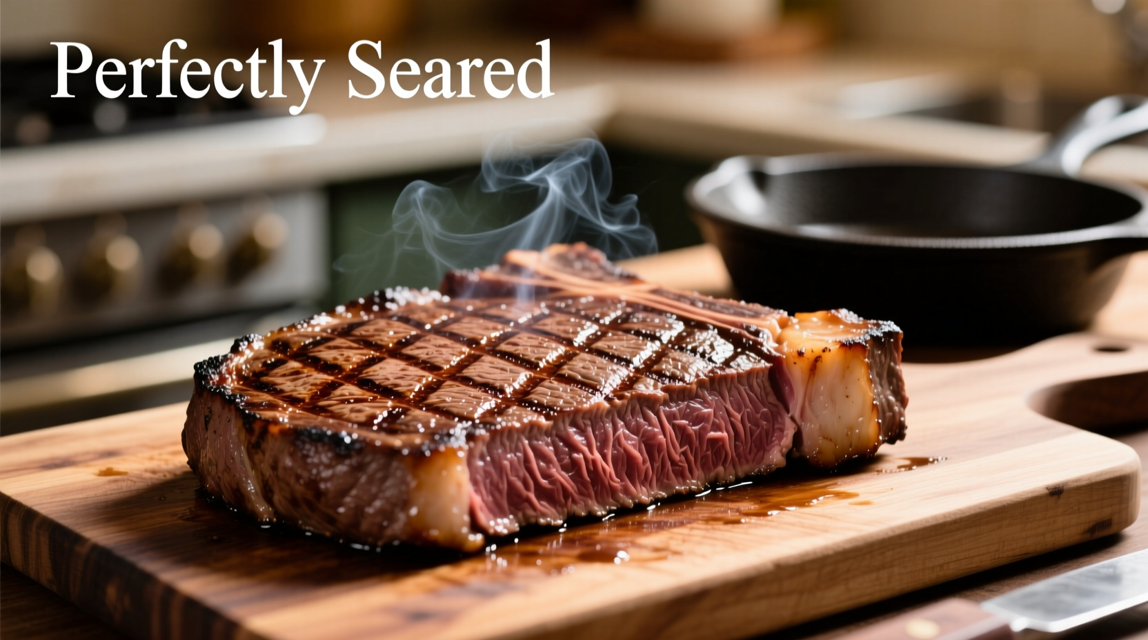Perfectly seared flat iron steak with grill marks