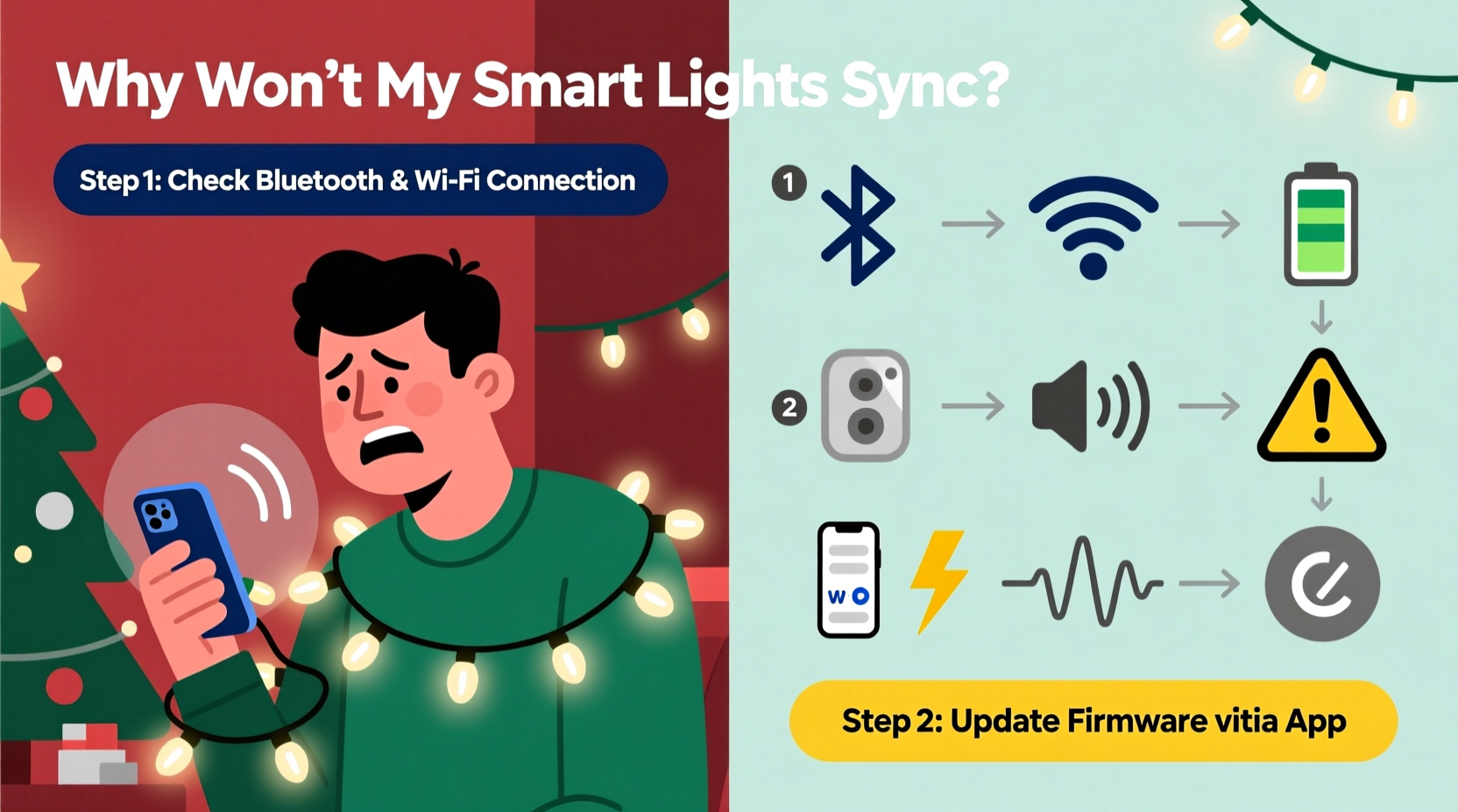 why are my smart christmas lights not syncing with music and how to troubleshoot