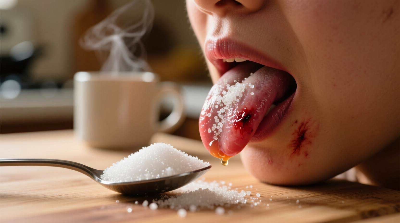 relieve a burnt tongue with sugar
