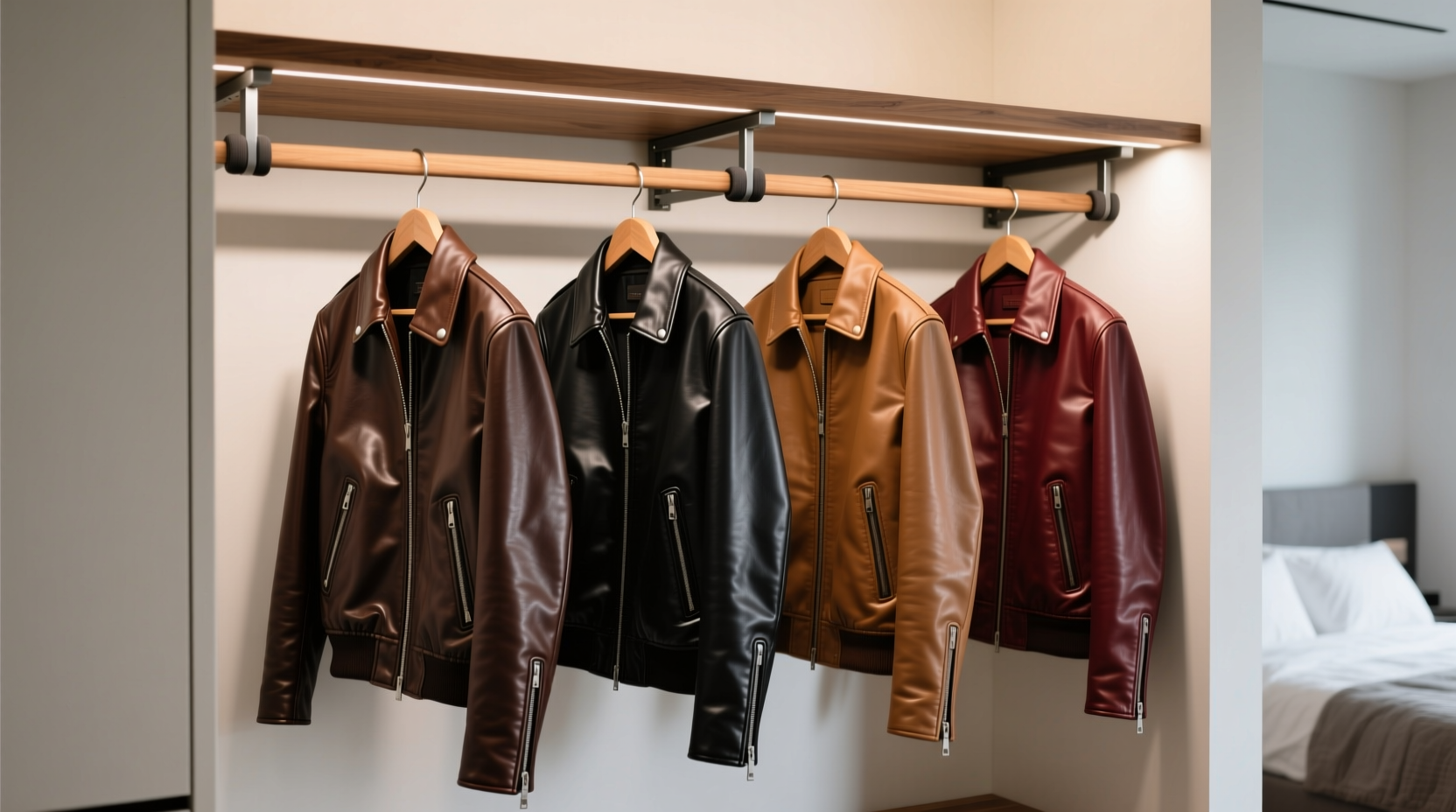 leather jacket storage vertical hanging done right