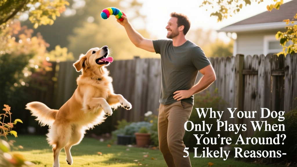 owner using dog toy to play with his pet