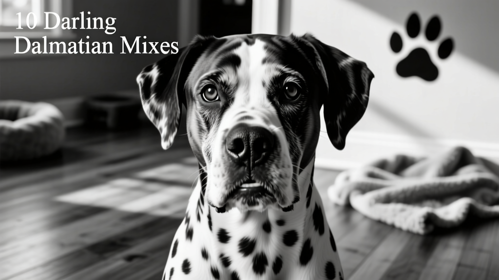Black and white Boxmatian (Boxer Dalmatian mix) headshot