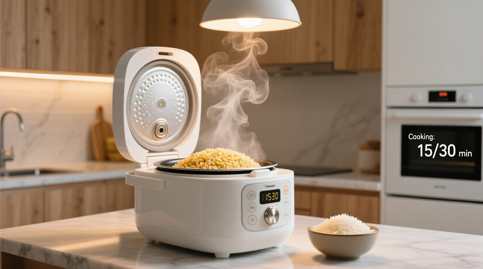 Rice cooking process in modern rice cooker