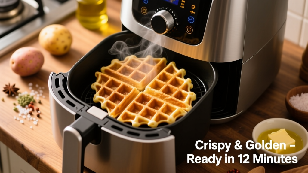Perfect Frozen Potato Waffles in the Air Fryer