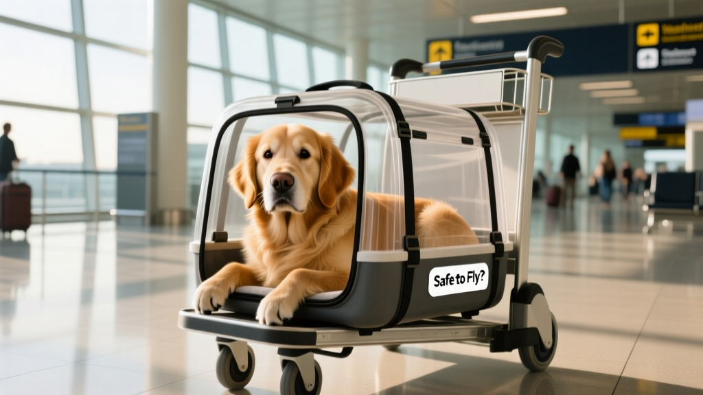 dog in airport carrier
