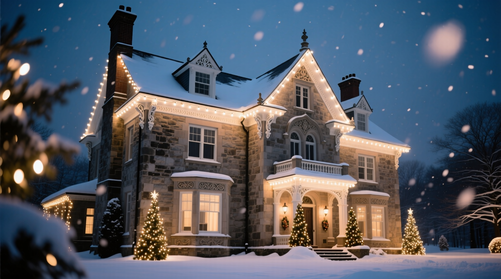 how to use christmas lights to highlight architectural features instead of just outlining windows