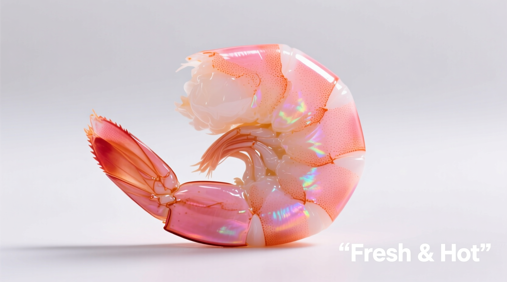 Fresh cooked shrimp showing perfect C-shape and pink color